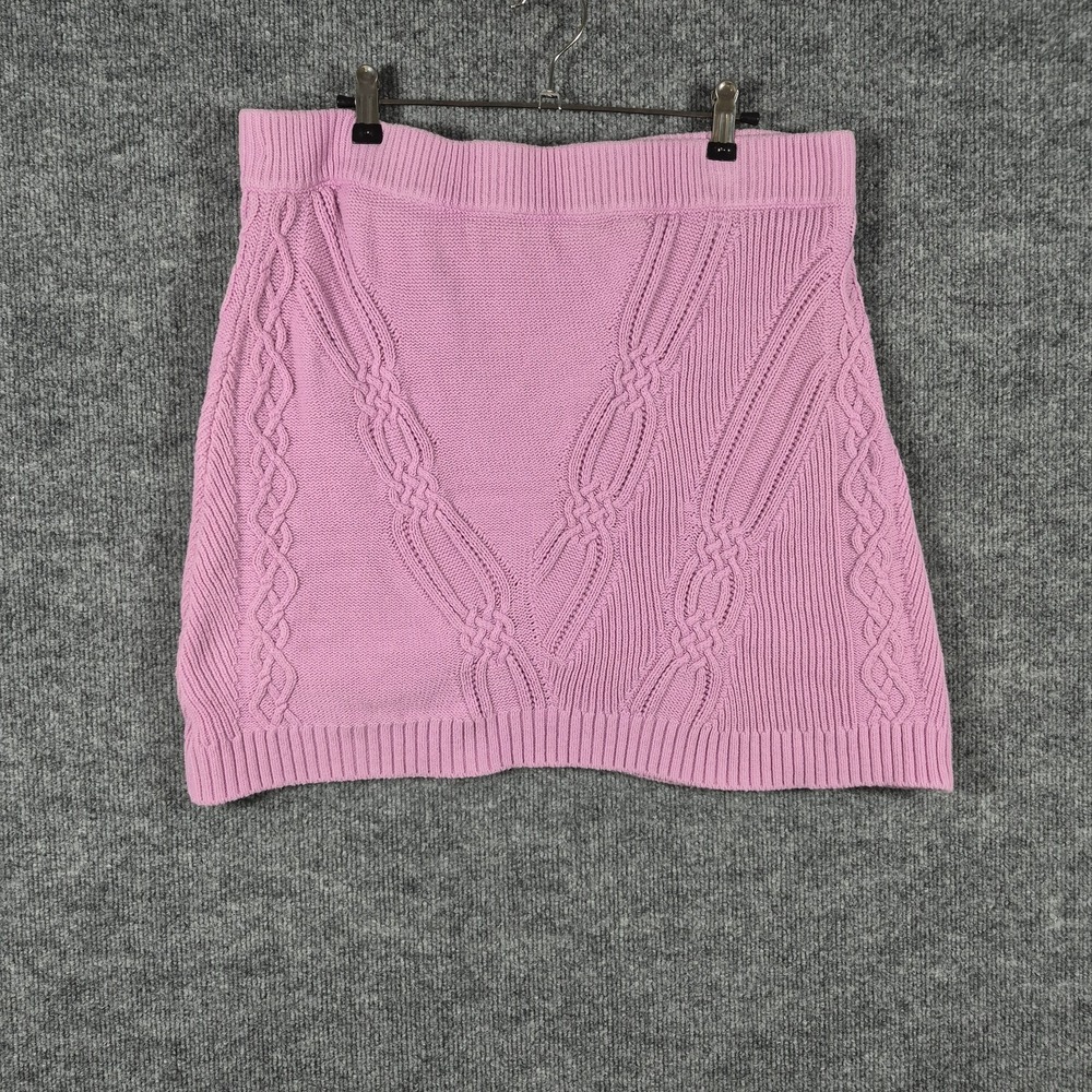 Anthropologie Maeve Woman's Cable Knit Sweater Mini Skirt Size XL Pink